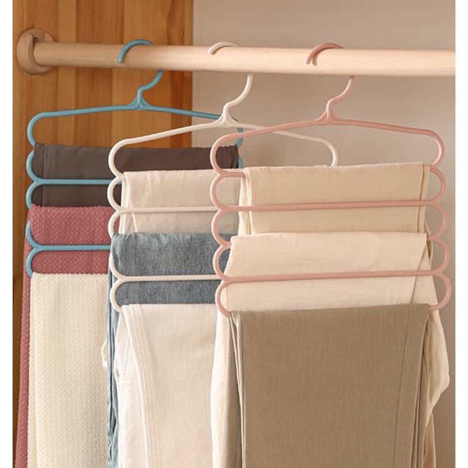 KIT 5 Cabides Multifuncional Para Roupas c/ 5 Camadas - Cor Aleatória