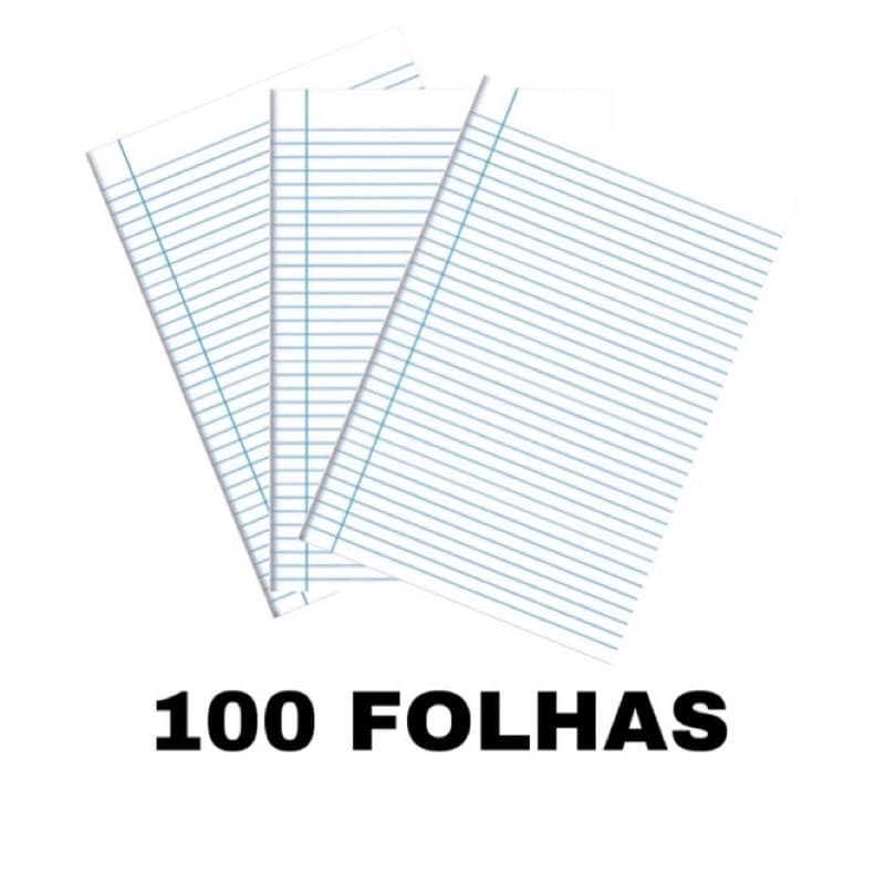 PAPEL FOLHA DE ALMAÇO COM PAUTA E MARGEM 100 FOLHAS