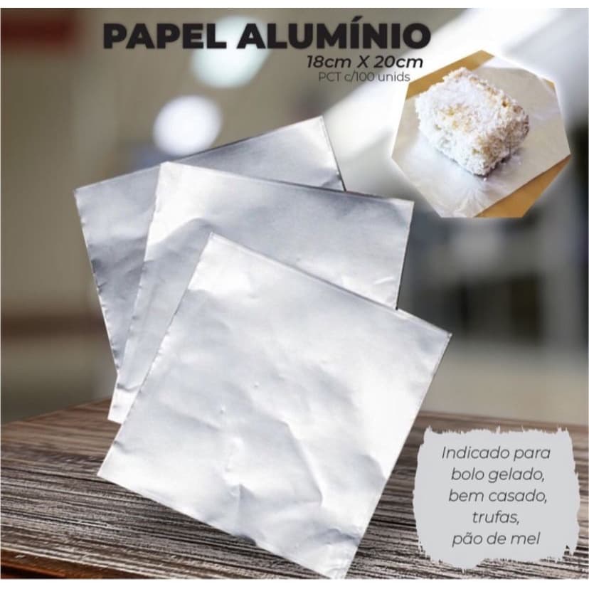 100 Folhas Alumínio Prata 18x20 Cm P/ Bolo Gelado (Capel)