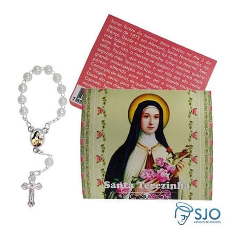 Kit Cartões com Mini Terço de Santa Terezinha