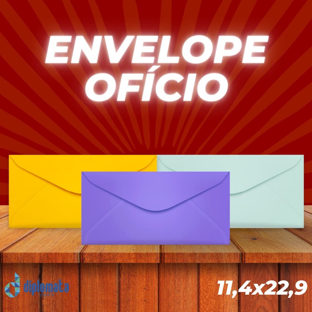 Envelope Ofício Colorido 80g/90g Medida 11,4x22,9 (10 Unid) Envelopes Coloridos Color Plus Mala Direta 11x23 11,5x23