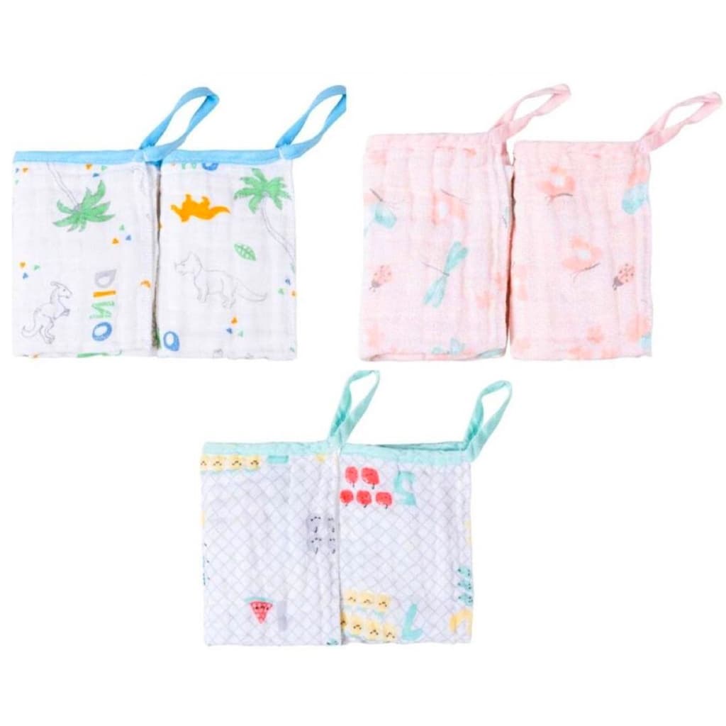 PANINHO DE BOCA  BABETE SOFT 2 CAMADAS 25x25cm KIT C/2 UN- COM PRENDEDOR DE CHUPETA - PAPI
