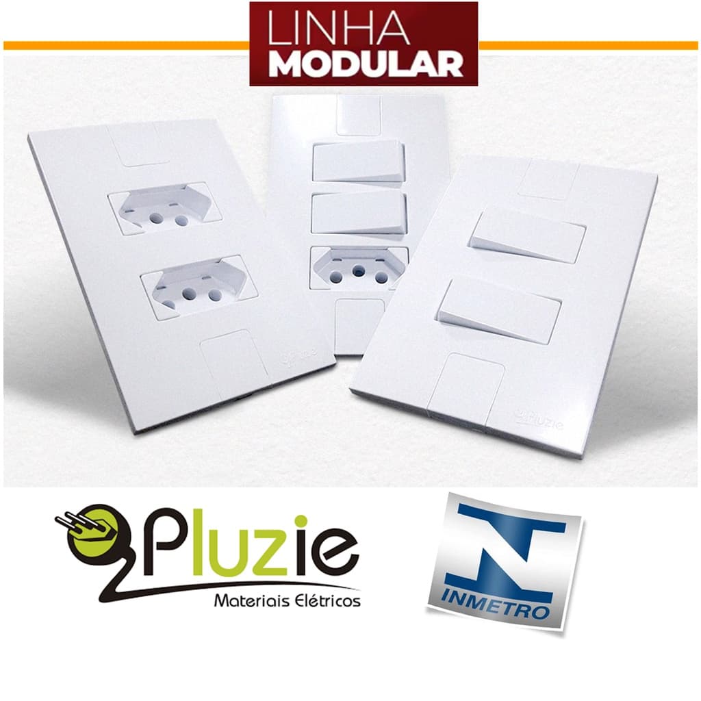 Tomada Interruptor Pluzie Modular Branca Linha Completa