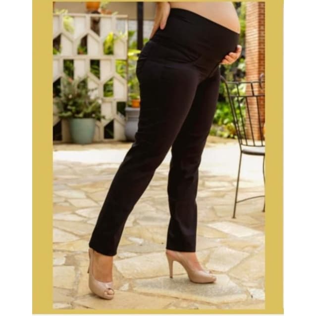 calça gestante tecido brim com elastano