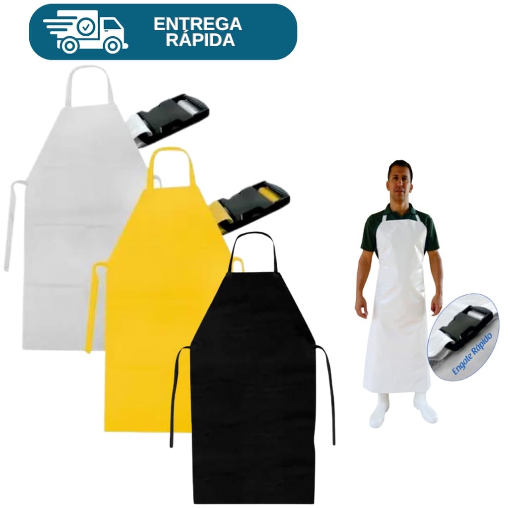 Avental De Pvc Forrado Impermeável Com Tiras Soldadas Brascamp Segurança Cozinha Açougue Peixaria