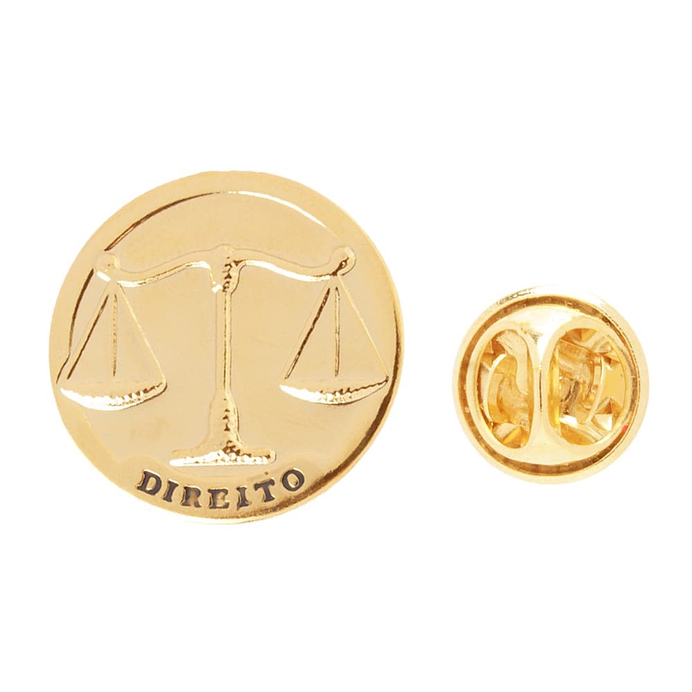 Broche Pin Direito Justiça Medalha Folheado A Ouro 18k