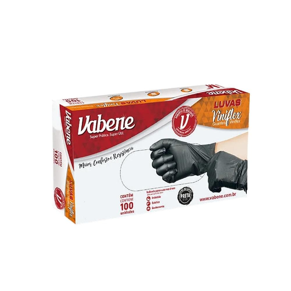 Luva Viniflex Preta cx c/ 100 - Vabene