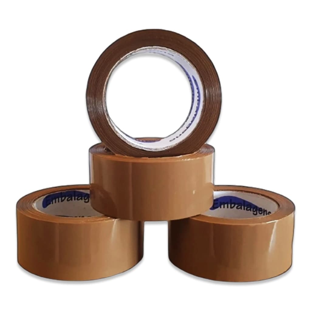 Kit 10 Rolos Fita Adesiva Marrom 45x100 Para Empacotamento