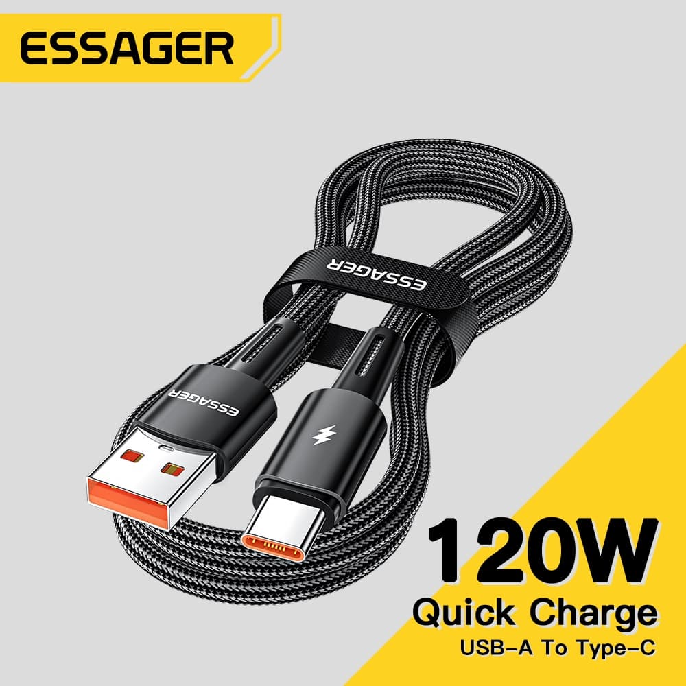 Essager 120W Cabo De Carga Super Rápida Tipo C 6A USB Para Xiaomi 12Pro K50 67W 11Pro