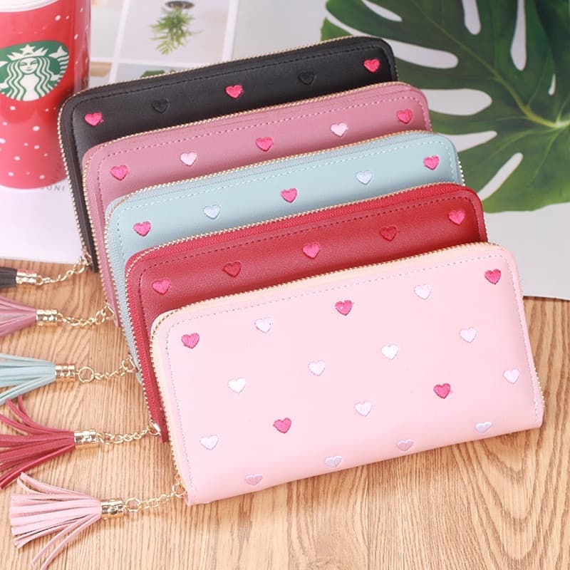 Carteira 4 em 1 Feminina De Coração Corino Porta Cartões, Notas, Identidades, Moedas 6382