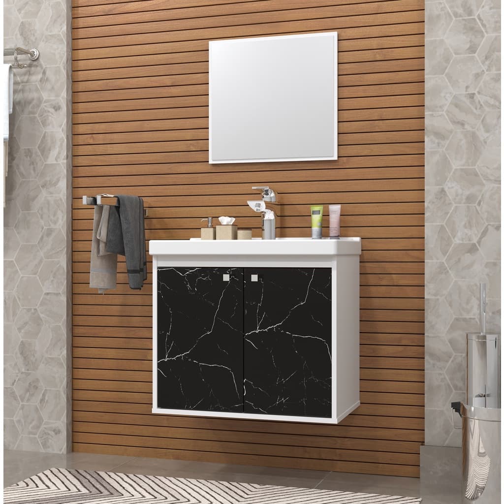 Gabinete Banheiro Armario Cuba Pia 100% Mdf  - Bergamo 50 cm