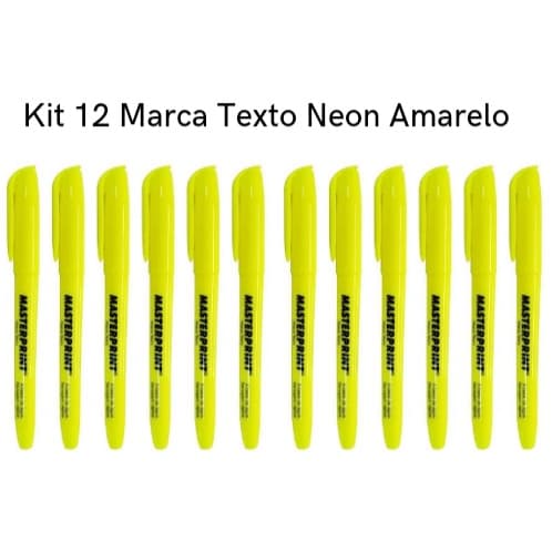 Kit 12 Marca Texto Neon Amarelo Masterprint - Grifa Texto