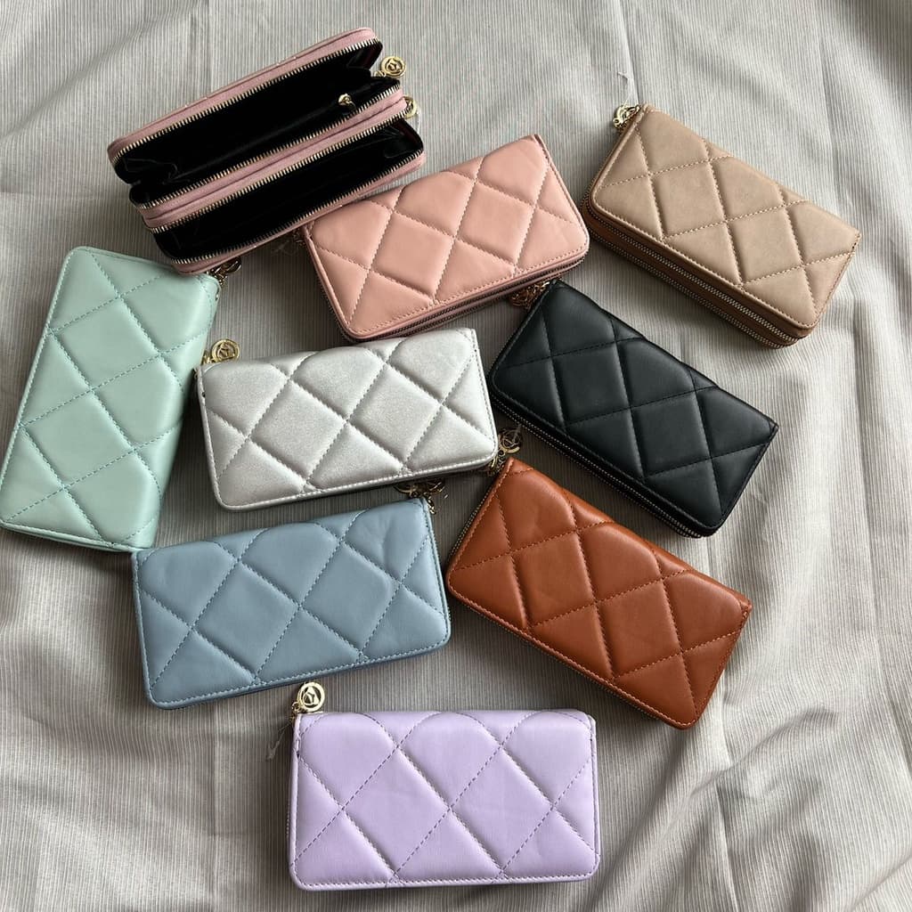 Carteira Feminina em 2 Zíper Bordada