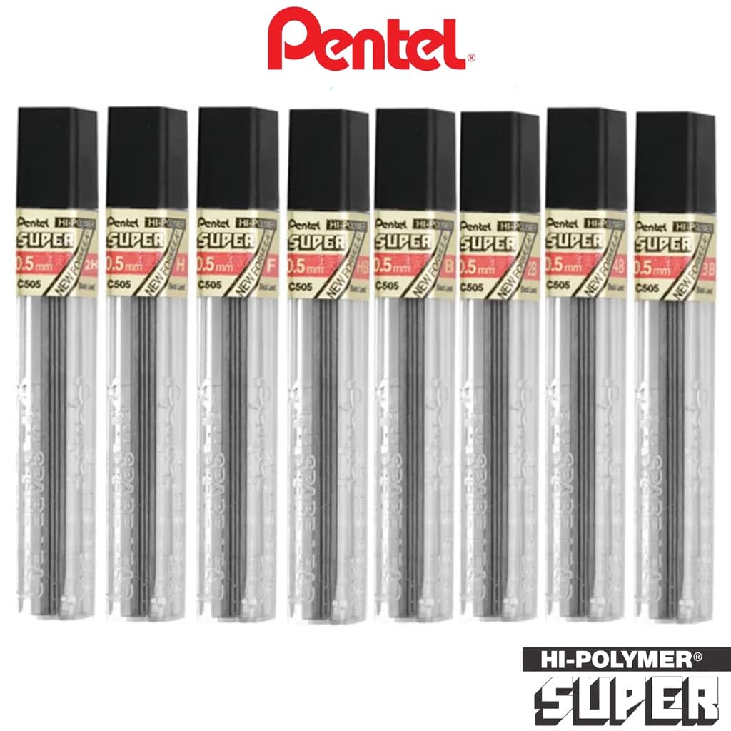 Grafite 0.5mm PENTEL 4H/2H/H/HB/B/2B/3B/4B - Hi-Polymer Super