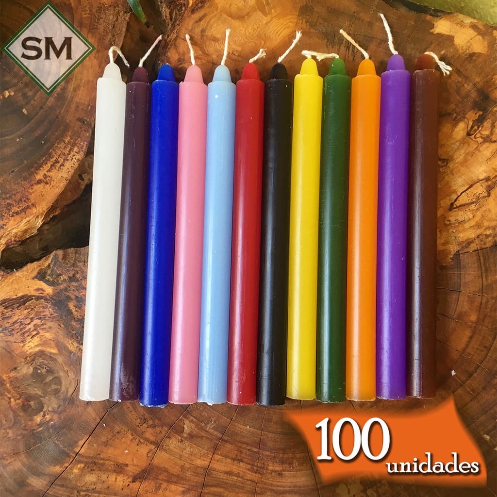 Velas Palito Coloridas 18,5cm 100 unidades Atacado