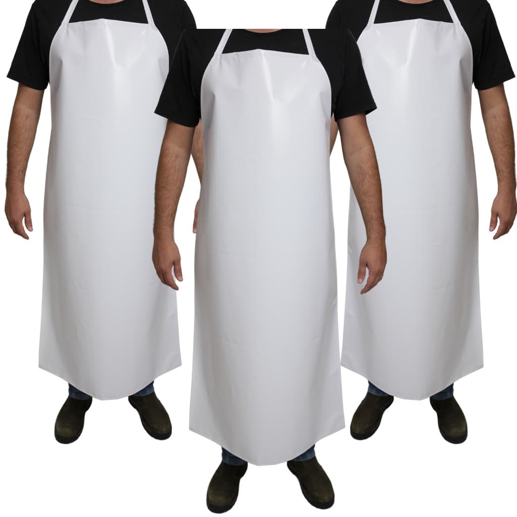 3x Avental Branco Impermeável Resistente Açougue Cozinha