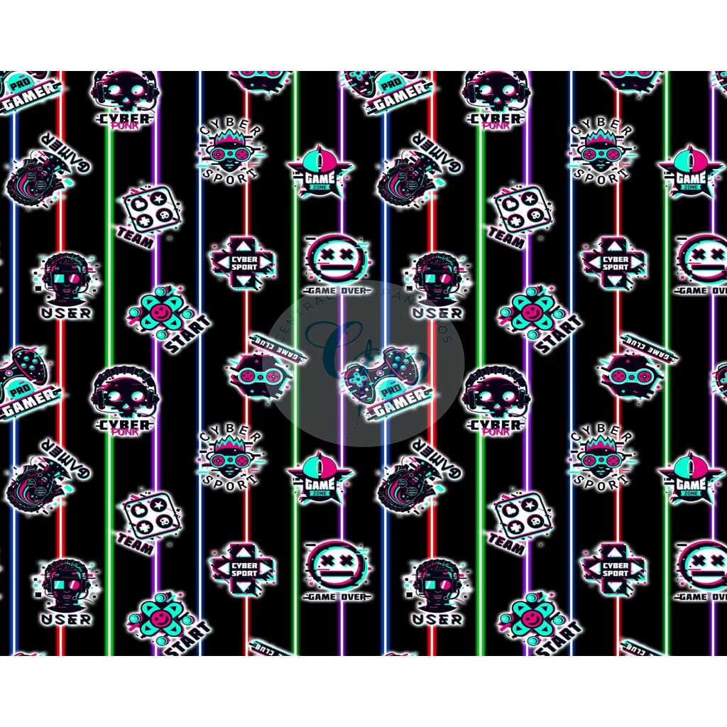 Tecido tricoline, microfibra ou gabardine - Gamer - Fundo Preto Listrado - 0.50CM