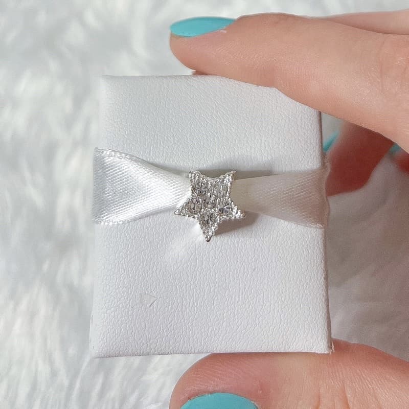 Berloque Separador Estrela Brilhante Banhado a Prata 925