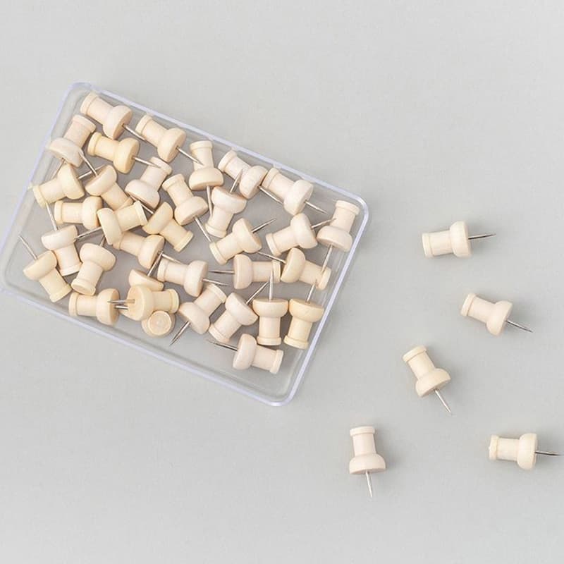 50 Pcs Pregos Criativos De Madeira Deco Pushpin Multifuncional De Parede