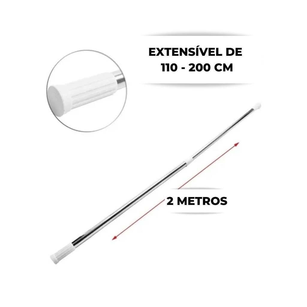Varão Extensível porta Cortina Para Banheiro Box bastão provador 1,1X 2m