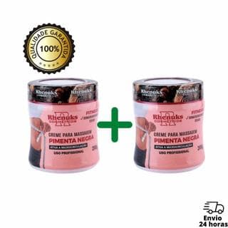 Kit 2 Gel Creme Massageador Pimenta Negra 200G  Anti Estrias E Celulites Redutor De Medidas