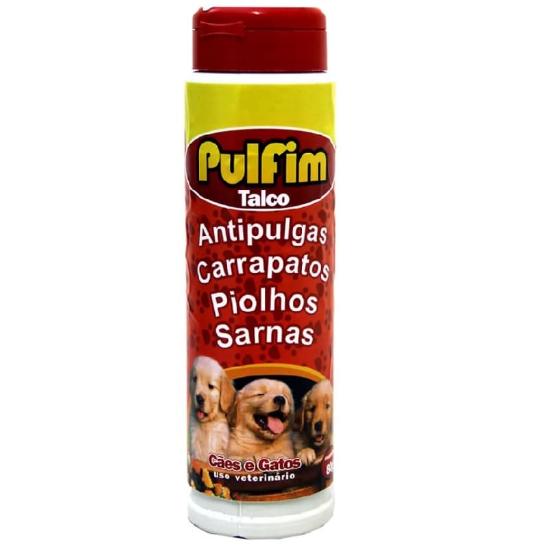 Talco Antipulgas Carrapato Piolho e Sarna Pulfim 80g para Cachorro e Gato