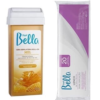 Depil Bella Kit Cera Quente Roll-On Mel 100g + Lenço Depilatório 20unid