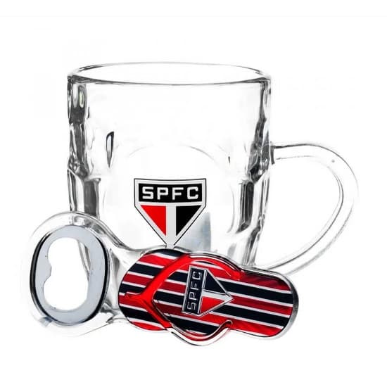 CANECA DE VIDRO 310 ML COM ABRIDORDE GARRAFA SPFC