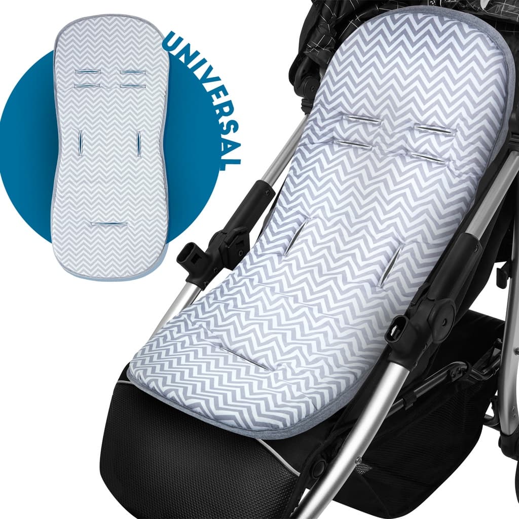 CAPA CARRINHO ACOLCHOADO UNIVERSAL 100% ALGODÃO DUPLA FACE LAVÁVEL | CHEVRON CINZA