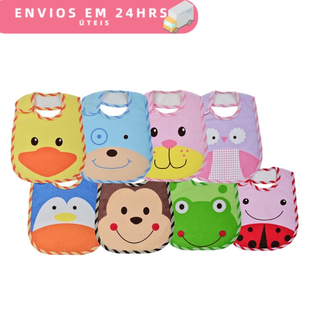 Babador Carinhas com Forro Bebê impermeável  PVC - 100% Algodão