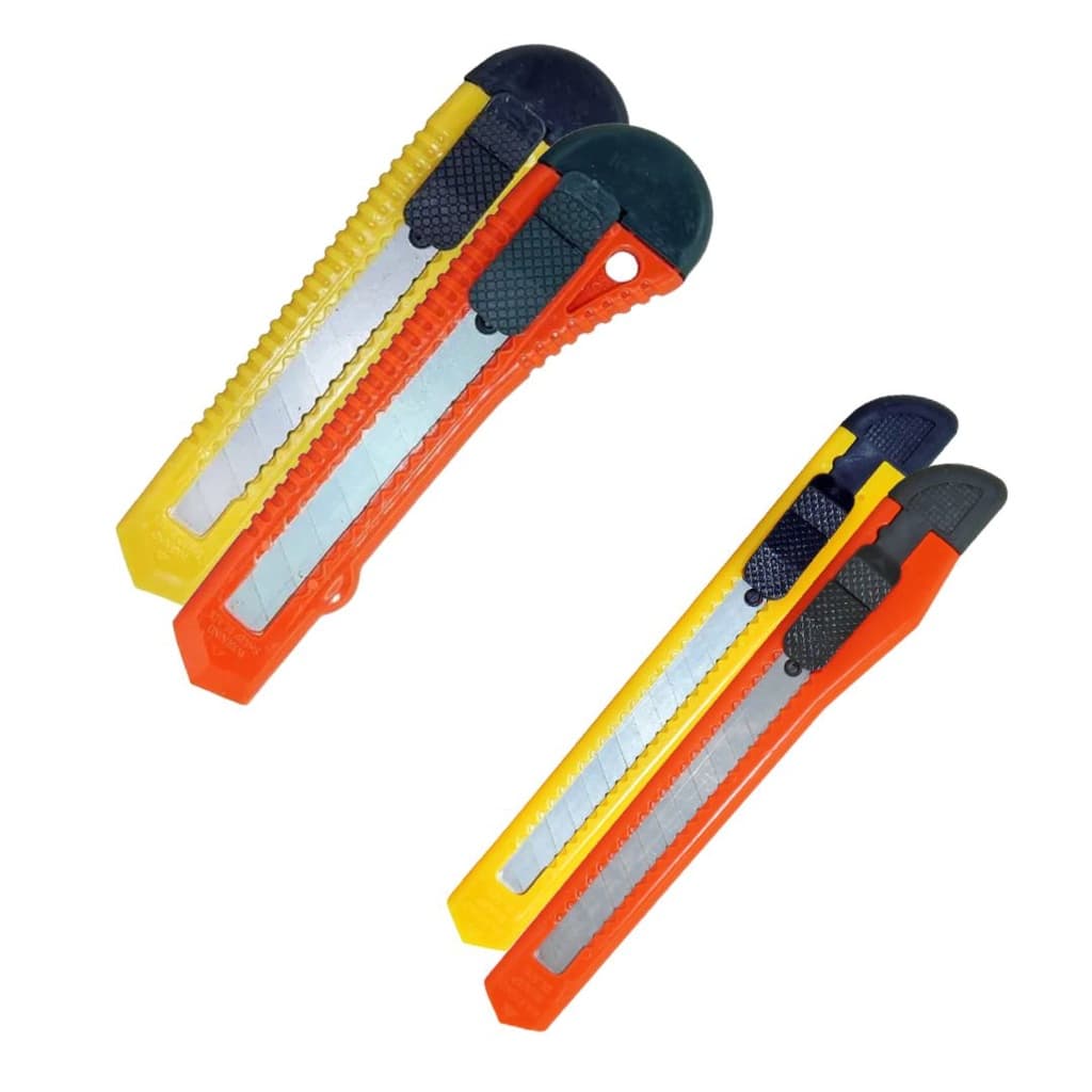 Estilete Plástico Pequeno e Grande (Amarelo e Laranja) - Masterprint / Material de Corte Papelaria