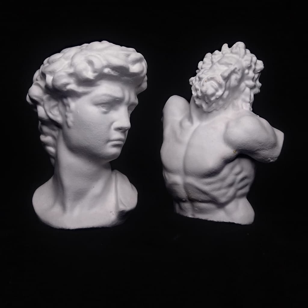 Escultura Gesso Cru Deuses da Mitologia Grega David  Michelangelo Zeus Decoração Casa Quarto Sala