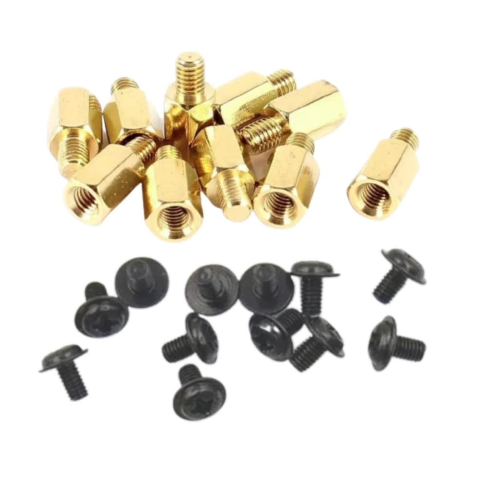 Kit 10 Espaçadores + 10 Parafusos para Placa mãe montagem de computador Gabinete