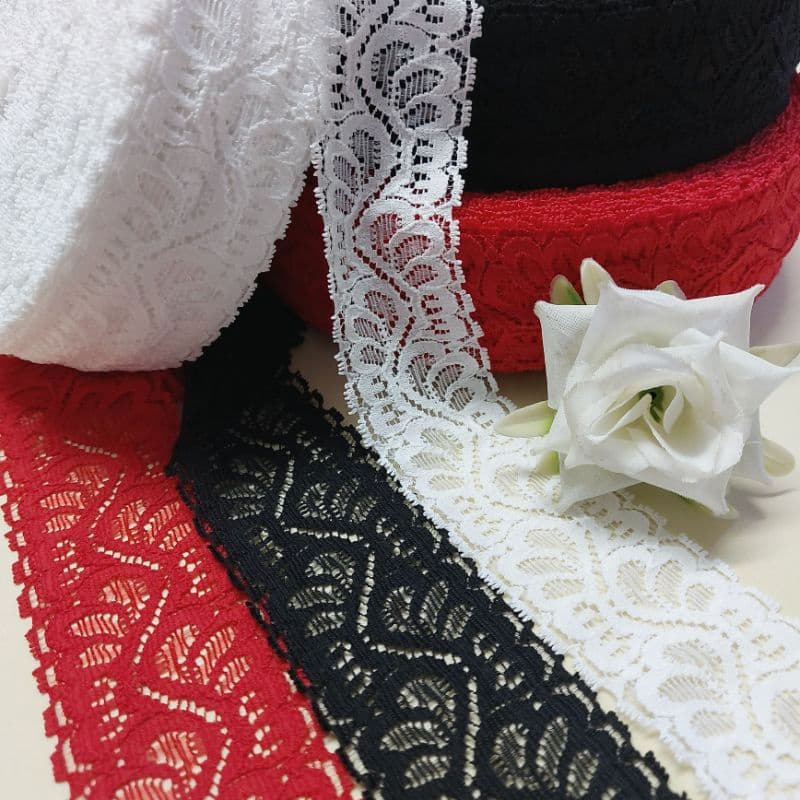 Renda Elástica LJ-22 5cm de largura Armarinho Pacote com 5, 15 e 25metros Lingerie e Artesanato