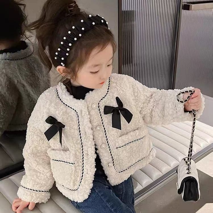 Meninas casaco outono inverno estilo novo estilo moda menina bebê peludo casaco final do outono roupas espessadas jogo e