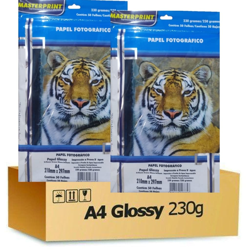 Papel fotográfico Glossy 230g Masterprint 100 folhas