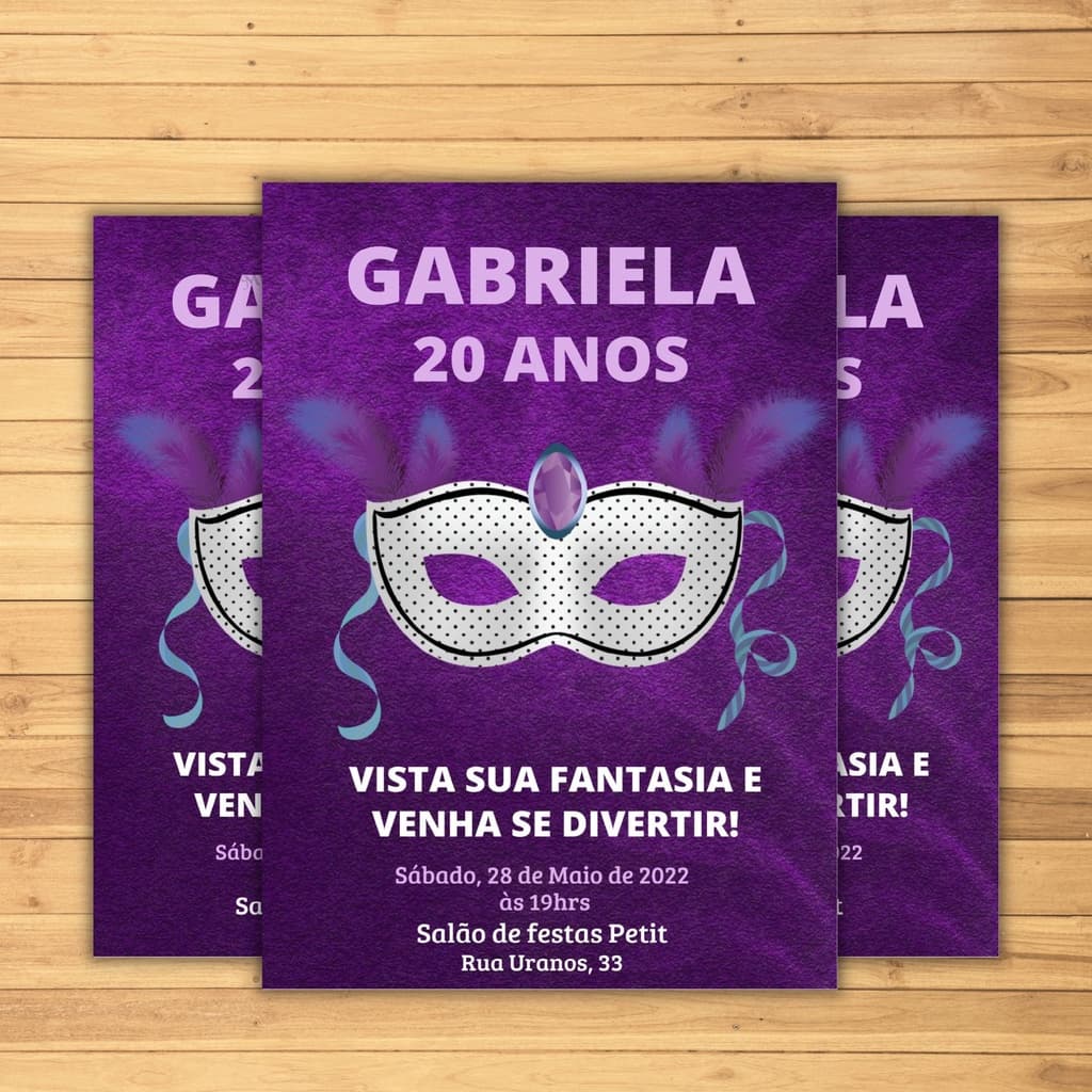 Convite festa a fantasia personalizado