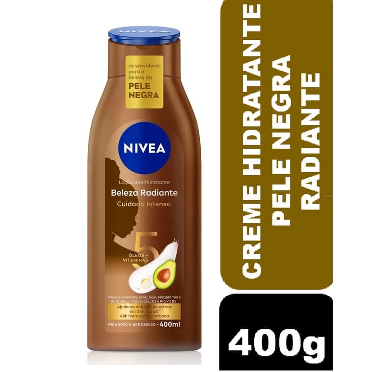 Loção Deo Hidratante Corporal Nivea Beleza Radiante Cuidado intenso Negra 400ml