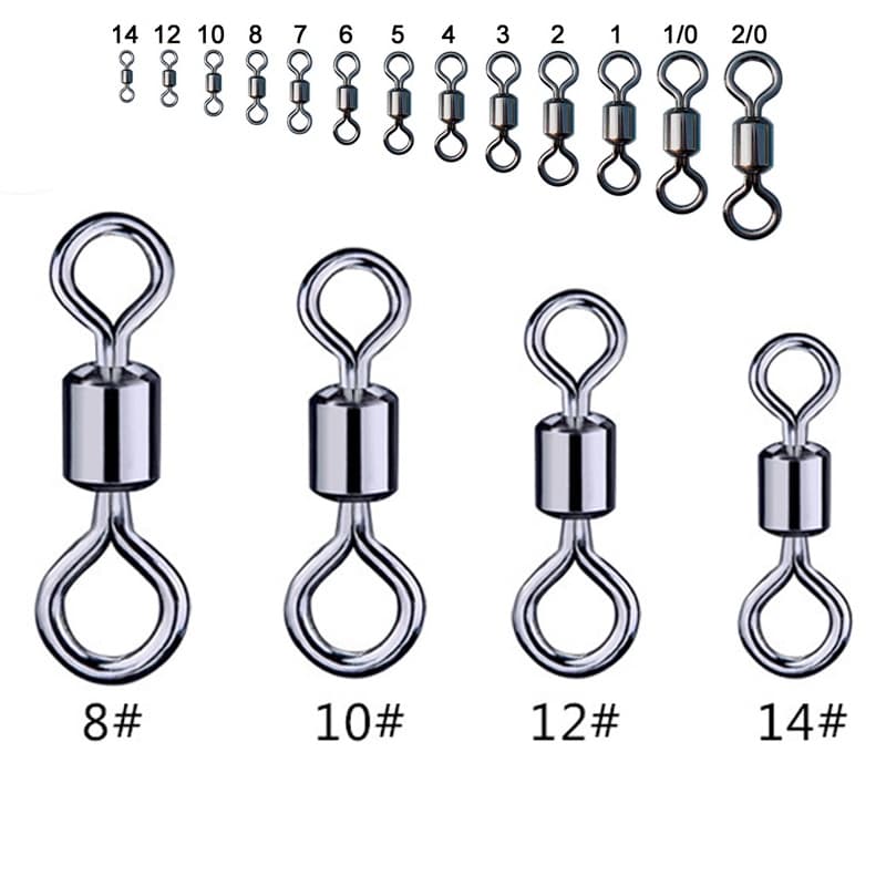 100 Tubos Rotativos De Pesca Aço Inoxidável Linha Níquel Preto Juntas Rotativas Equipamento