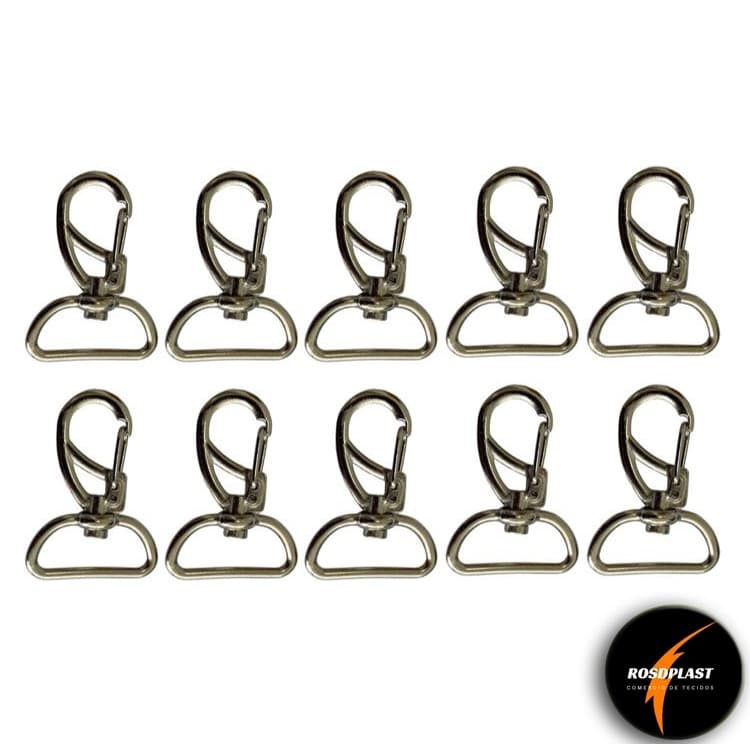 10 Mosquetão Prata Niquelado-  25mm