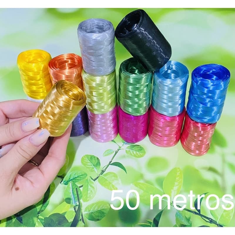 Rolo de Fitilho 0.5cm x 50metros(5mmx50m) - Escolha as cores nas variações//
