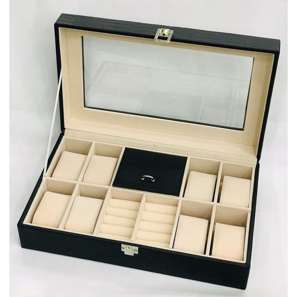 Caixa Porta Relógio 08 Lugares Em Recouro Sintético