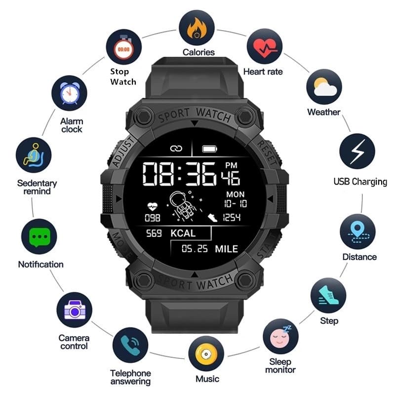Smartwatches Originais FD68S À Prova D'água Esporte Frequência Cardíaca Passos Pressão Arterial Bluetooth Digital Relógi