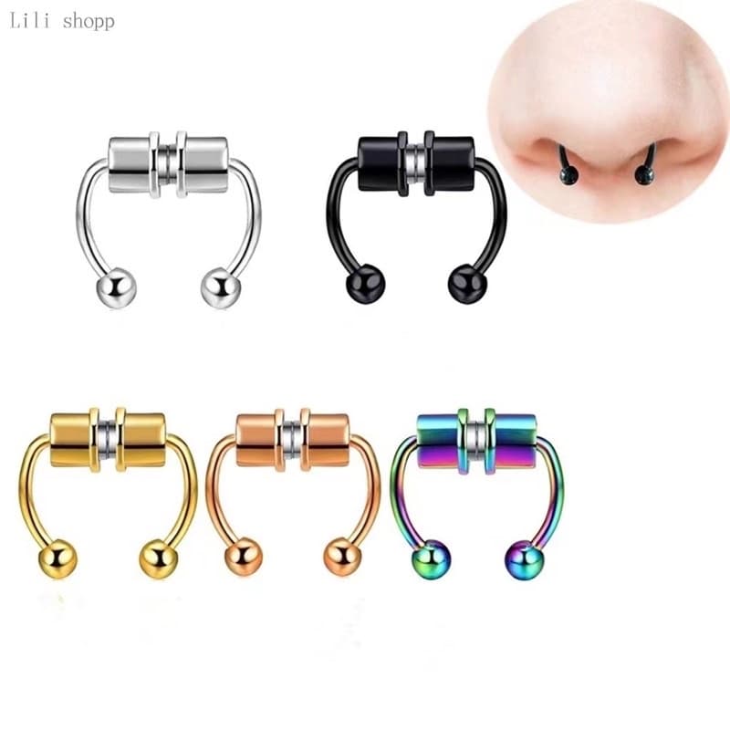 Piercing De Nariz Falso Argola Magnética Em Aço Inoxidável 316L Com Argola Para Nariz / Septo