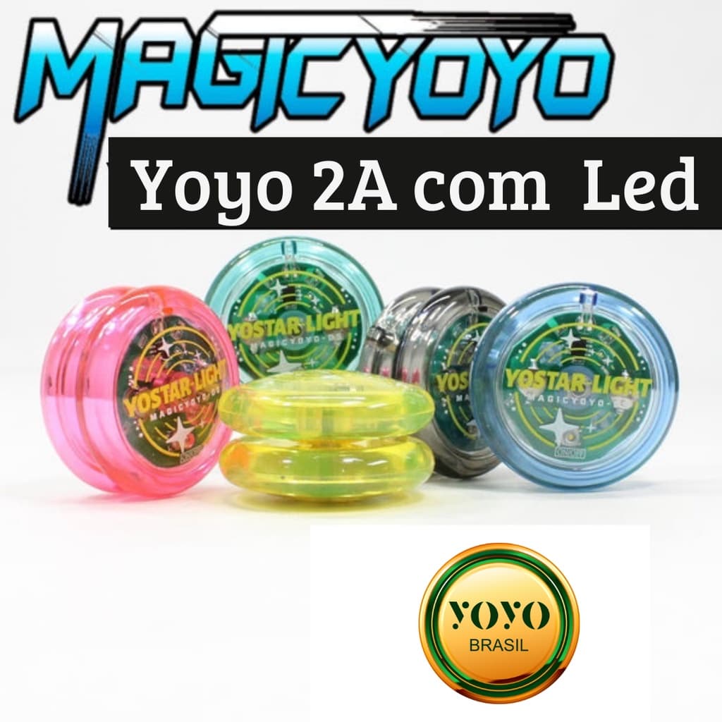 Yoyo com Luz Led Profissional MagicYoyo D5 Com Luz de Led Iluminar Profissional (YoYO, ioio, yo-yo) Com Led e Rolamento TOP+ 5 Cordas de ioio