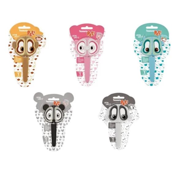 Tesoura Escolar Infantil Pets Com Capa Protetora