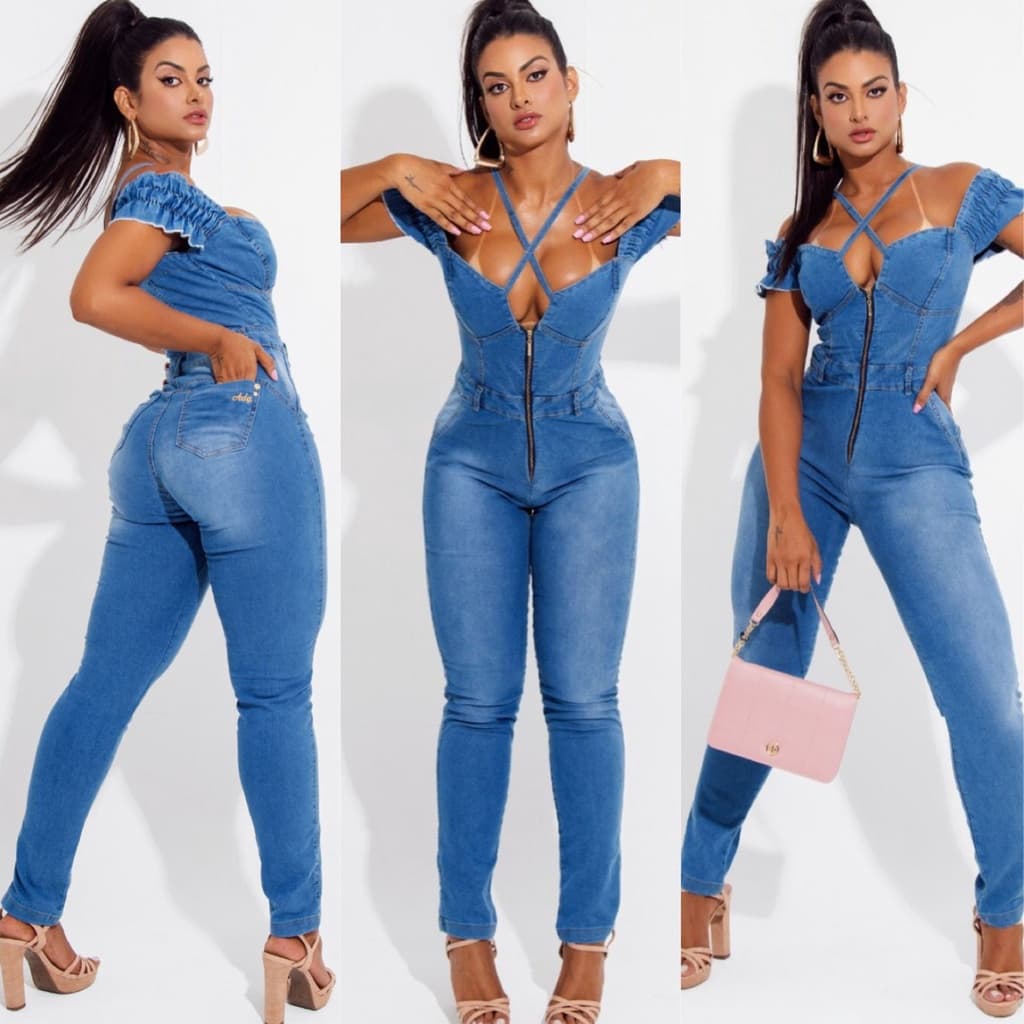 MACACÃO JEANS CIGANA SKINNY COM CESTINHA SK