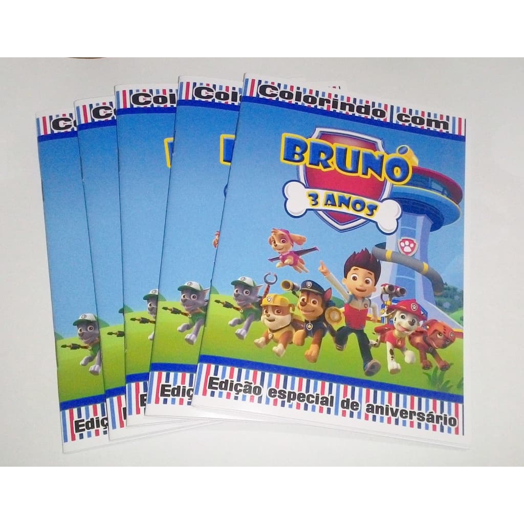 Mini livrinhos de colorir personalizado Patrulha Canina