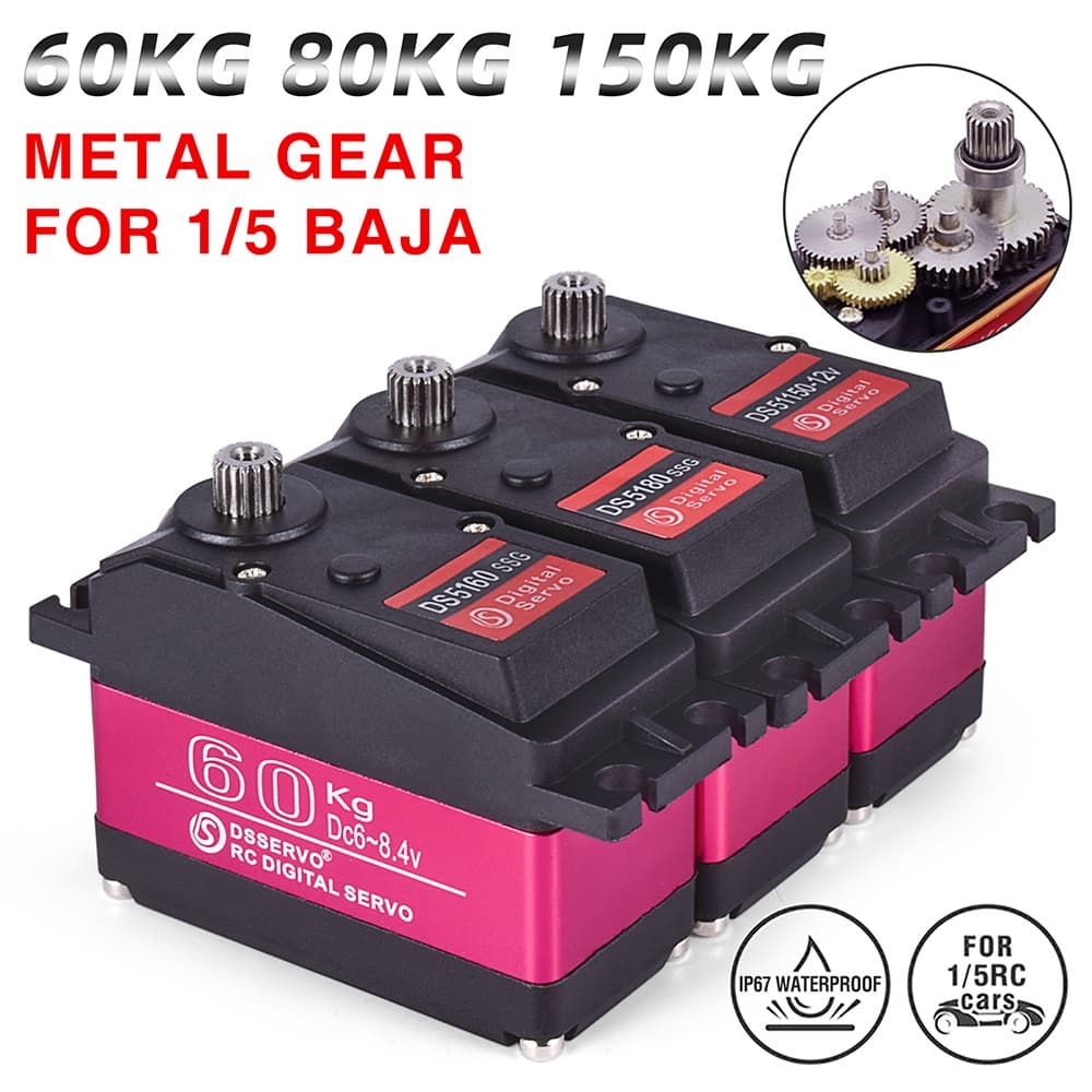 DSSERVO 60KG 80KG 150KG Servo À Prova D'água De Alto Torque RC Para Carro 1/5 1/6 HPI Baja