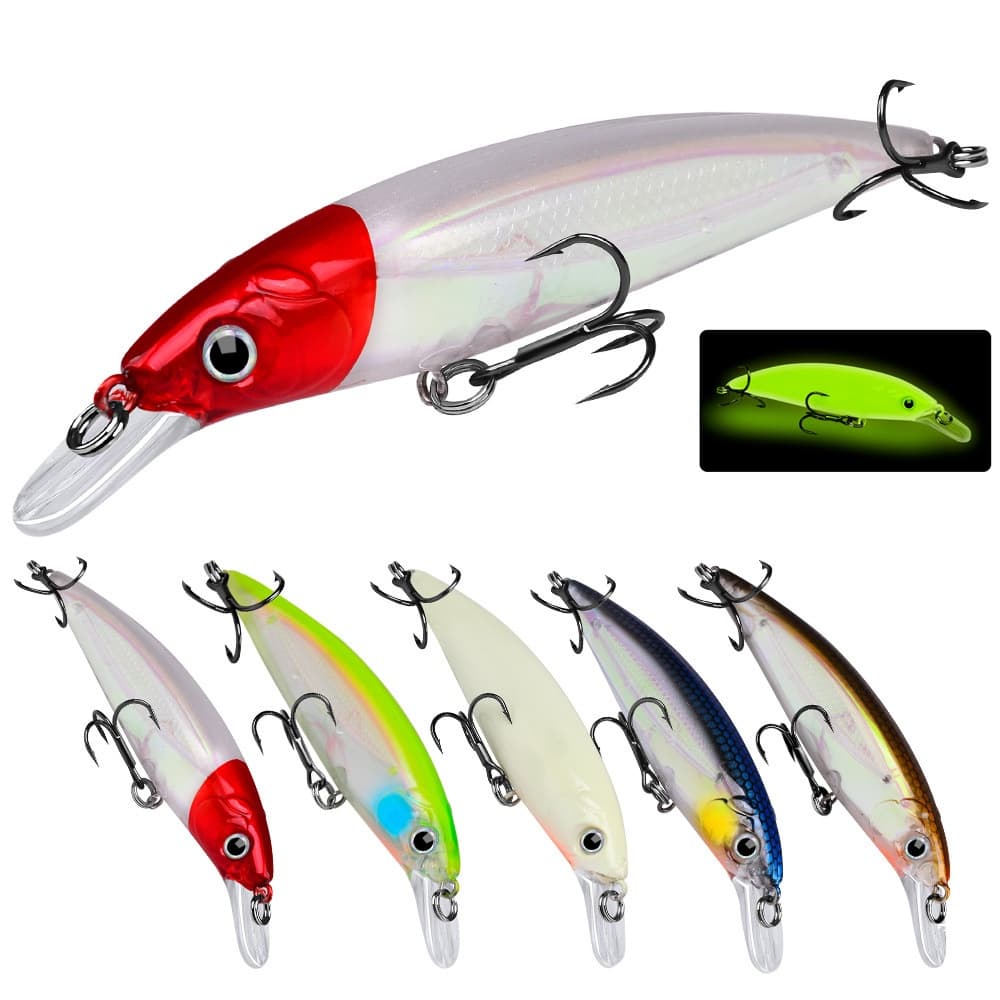 5 Cores Luminoso 11cm/9cm/14g Plástico Durável Anti-Queda Profundidade Do Mergulho 0-1,5m , 6 # Gancho De